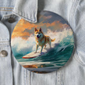 Badge Rond 15,2 Cm Akita Beach Surf Peinture (En situation)