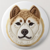 Badge Rond 15,2 Cm Akita Chien 3D Inspiré (Devant)
