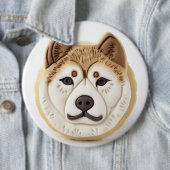 Badge Rond 15,2 Cm Akita Chien 3D Inspiré (En situation)