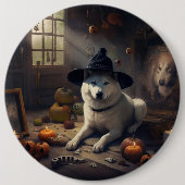 Badge Rond 15,2 Cm Akita Citrouilles Halloween effroi (Devant)