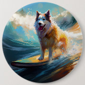Badge Rond 15,2 Cm Alaskan Malamute Beach Surf Peinture (Devant)