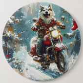 Badge Rond 15,2 Cm Alaskan Malamute Dog équitation moto Noël (Devant)