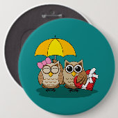 Badge Rond 15,2 Cm Amateurs de chouette avec parapluie et boîte de ch (Devant & derrière)