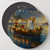 Badge Rond 15,2 Cm American Akita Christmas Festive Voyage (Devant & derrière)