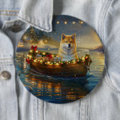 Badge Rond 15,2 Cm American Akita Christmas Festive Voyage (En situation)