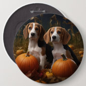 Badge Rond 15,2 Cm American Anglais Foxhound Puppy Automne Delight (Devant & derrière)