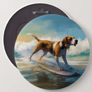 Badge Rond 15,2 Cm American Engligh Foxhound Beach Surfing Paining