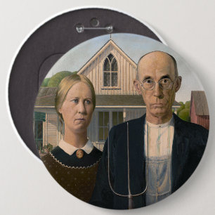 Badge Rond 15,2 Cm American Gothic : Vie rurale pauvre paysan