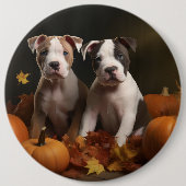 Badge Rond 15,2 Cm American Staffordshire Puppy Automne Délice (Devant)