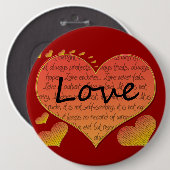 Badge Rond 15,2 Cm Amour 1 Corinthiens 13 Coeurs (Devant & derrière)