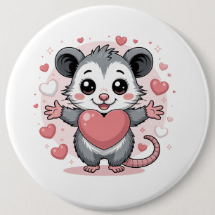 Badge Rond 15,2 Cm Amour et amitié de l'opossum, animal mignon au cœu