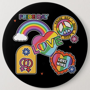 Badge Rond 15,2 Cm Amour. LGBT+Pride. Jour de la fierté. Amour arc-en