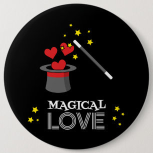 Badge Rond 15,2 Cm Amour magique - Blanc