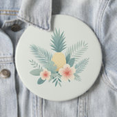 Badge Rond 15,2 Cm Ananas floral & Hawaiian (En situation)