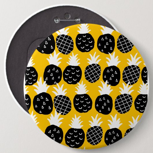 Badge Rond 15,2 Cm Ananas noir (Devant & derrière)