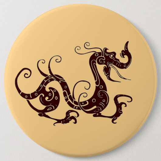 Badge Rond 15,2 Cm Ancien dragon mystique brun (Devant)
