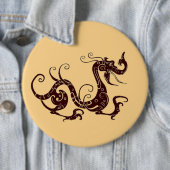 Badge Rond 15,2 Cm Ancien dragon mystique brun (En situation)