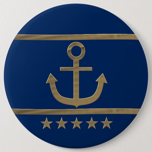Badge Rond 15,2 Cm ancre or sur arrière - plan bleu marine (Devant)