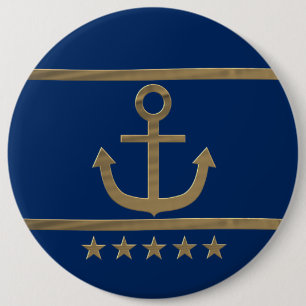Badge Rond 15,2 Cm ancre or sur arrière - plan bleu marine