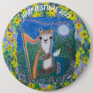 Badge Rond 15,2 Cm Ange de la Lune à la Harpe