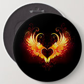 Badge Rond 15,2 Cm Angel Fire Heart with Wings (Devant & derrière)