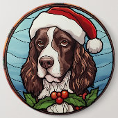 Badge Rond 15,2 Cm Anglais Springer Spaniel Vitrail Noël (Devant)