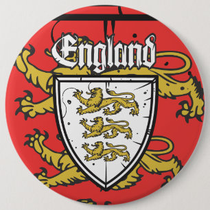 Badge Rond 15,2 Cm Angleterre Trois Lions Bouclier en bois