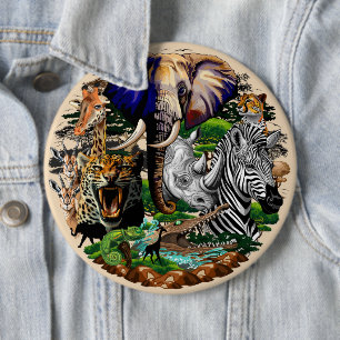 Badge Rond 15,2 Cm Animaux sauvages de la Savane africaine