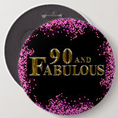 Badge Rond 15,2 Cm Anniversaire 90 ans (Devant & derrière)