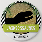 Badge Rond 15,2 Cm Anniversaire de dinosaure rayé (Devant)