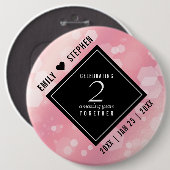 Badge Rond 15,2 Cm Anniversaire Mariage élégant du 2e Rose Quartz (Devant & derrière)