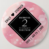 Badge Rond 15,2 Cm Anniversaire Mariage élégant du 2e Rose Quartz (Devant)