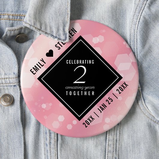 Badge Rond 15,2 Cm Anniversaire Mariage élégant du 2e Rose Quartz (En situation)