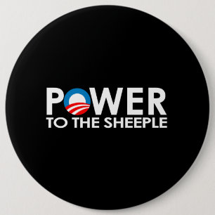 BADGE ROND 15,2 CM ANTI-OBAMA - PUISSANCE AU SHEEPLE