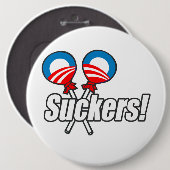 Badge Rond 15,2 Cm Anti-Obama - Suckers (Devant & derrière)