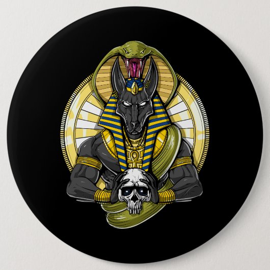 Badge Rond 15,2 Cm Anubis Egyptian Wolf God (Devant)