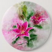 Badge Rond 15,2 Cm Aquarelle de fleur de Stargazer Lily - wb 02 (Devant)