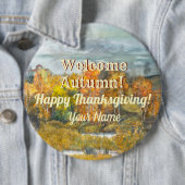 Badge Rond 15,2 Cm Aquarelle des paysages automnaux (En situation)