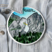 Badge Rond 15,2 Cm Aquarelle du parc national Yosemite (En situation)