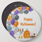 Badge Rond 15,2 Cm Aquarelle Joyeuse fête costumée d'Halloween (Devant & derrière)