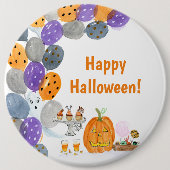 Badge Rond 15,2 Cm Aquarelle Joyeuse fête costumée d'Halloween (Devant)