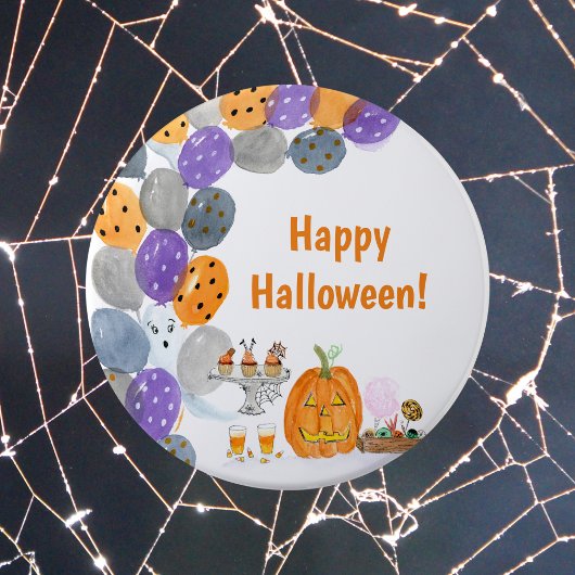 Badge Rond 15,2 Cm Aquarelle Joyeuse fête costumée d'Halloween