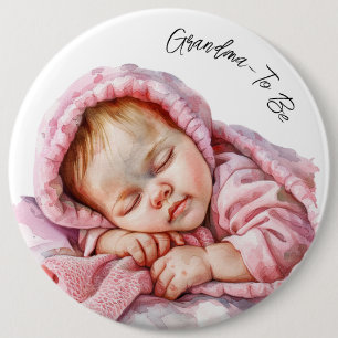 Badge Rond 15,2 Cm Aquarelle rose couchant bébé fille sexe Révéler