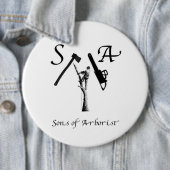 Badge Rond 15,2 Cm Arboriste Art tronçonneuse (En situation)