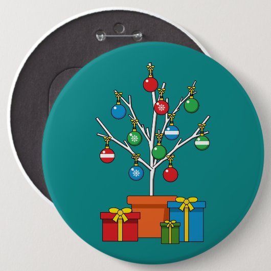 Badge Rond 15,2 Cm Arbre de Noël minimal avec présentation (Devant & derrière)