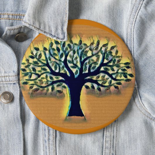 Badge Rond 15,2 Cm Arbre de vie Art Abstrait de la nature (En situation)