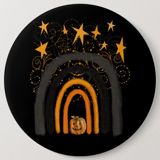 Badge Rond 15,2 Cm Arc-en-ciel Citrouille d'Halloween (Devant)