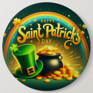 Badge Rond 15,2 Cm Arc-en-ciel coloré Saint Patrick's Day