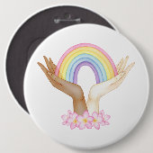 Badge Rond 15,2 Cm Arc-en-ciel LGBT à la main (Devant & derrière)