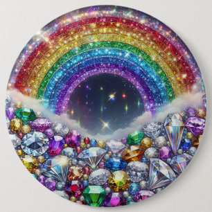 Badge Rond 15,2 Cm arc-en-ciel pétillant et joaillé